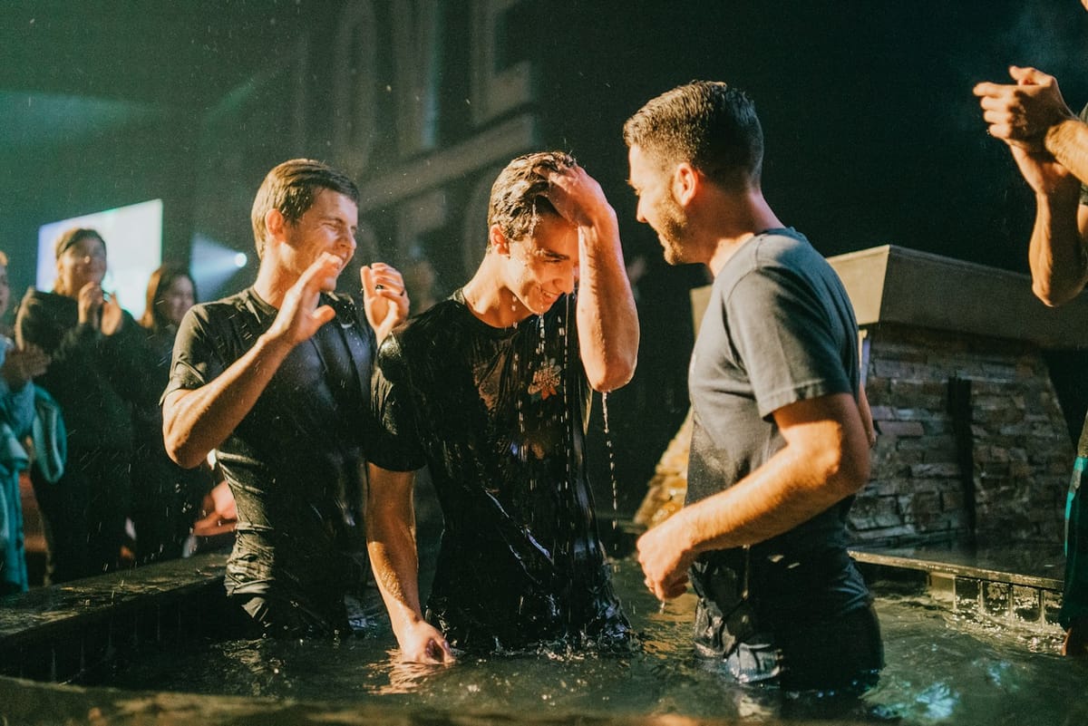 Friends celebrating a baptism